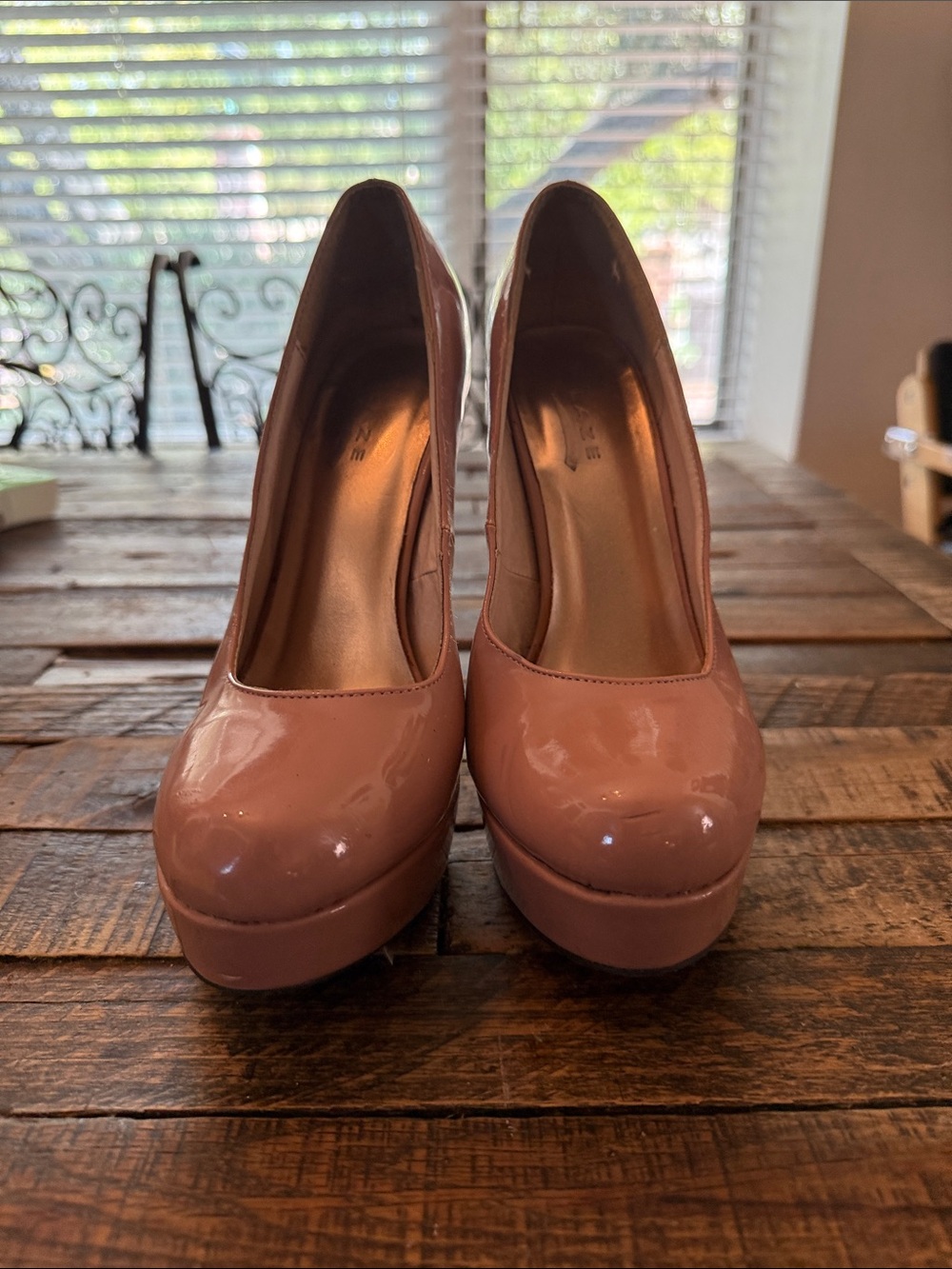 Glaze Patent Platform Pumps in Dusty Pink